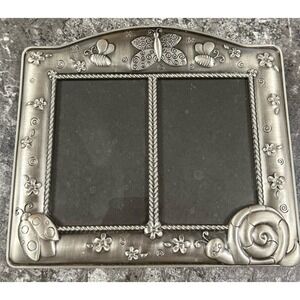 Felco Baby Butterfly Double Metal‎ Frame 3.5" X 5" Photos Silvertone/Pewter 2005